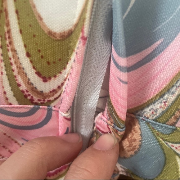 Vintage Leslie Fay Original 60’s 70’s Psychadelic Watercolor Maxi Dress Size 12 - Picture 9 of 9